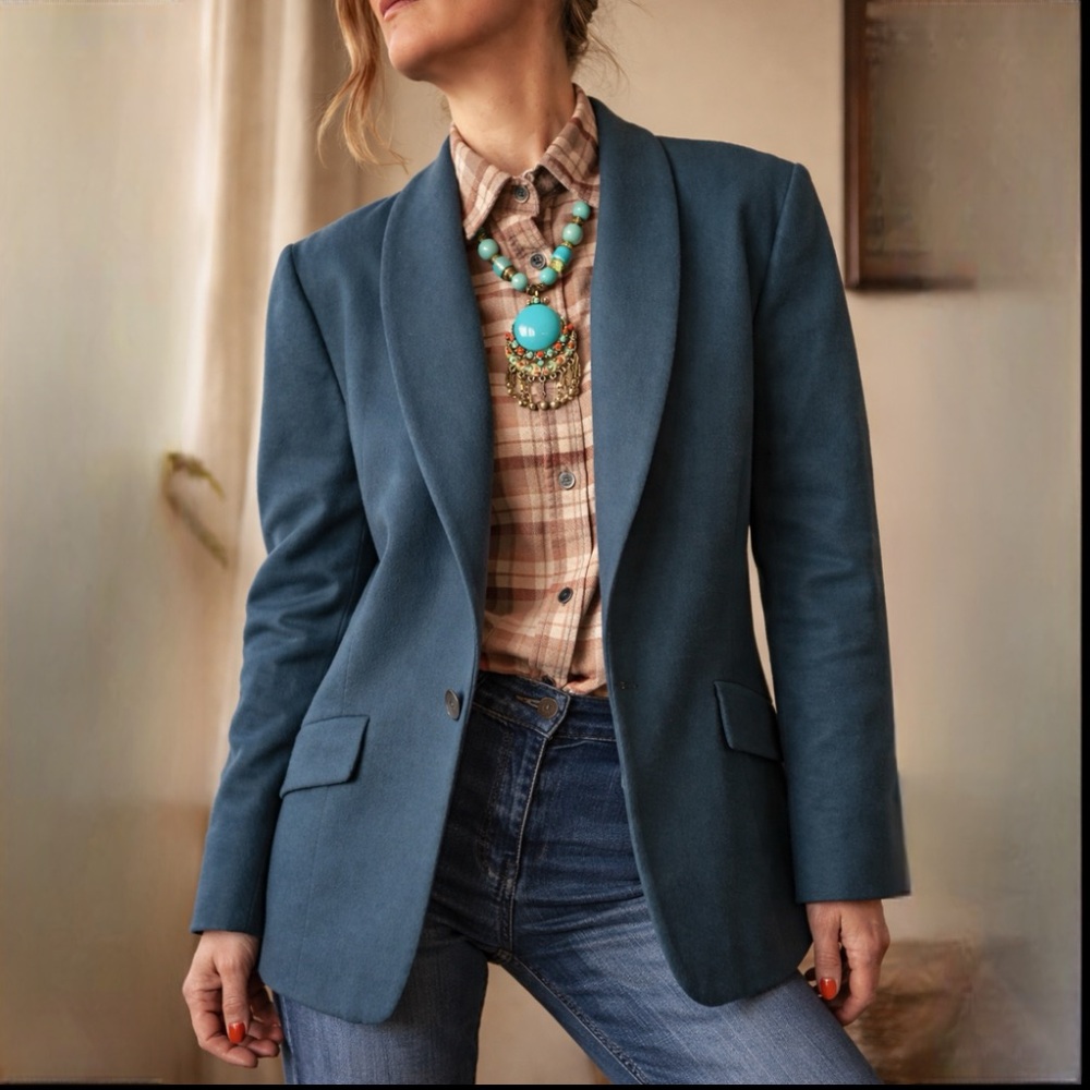 Women’s Vintage Pendleton 100% Virgin Wool Shawl Tuxedo Collar Blazer Size L-XL